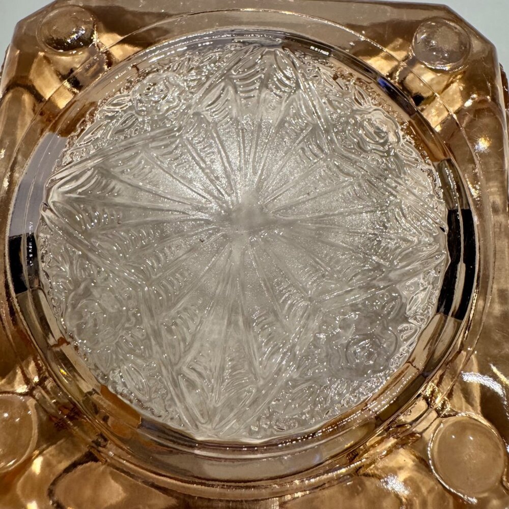 2 Depression Glass Ashtrays Jeanette Adam Pink Trinkets Jewelry Set of 2 Vintage - Picture 13 of 16